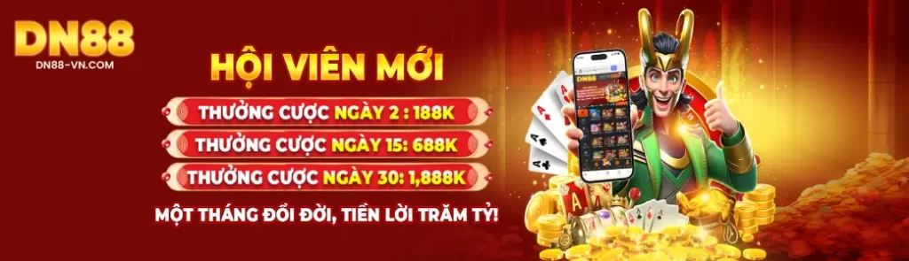 Banner DN88 giới thiệu sự kiện nổi bật và các hoạt động dành cho người dùng.